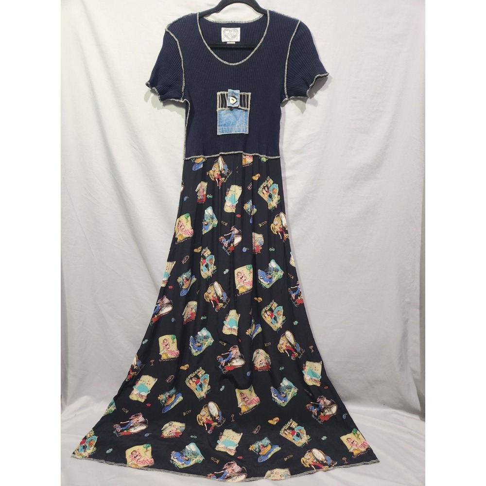 Vintage Love Letters Love Notes Long Maxi Dress Gypsy Cottage‎ Prairie Medium